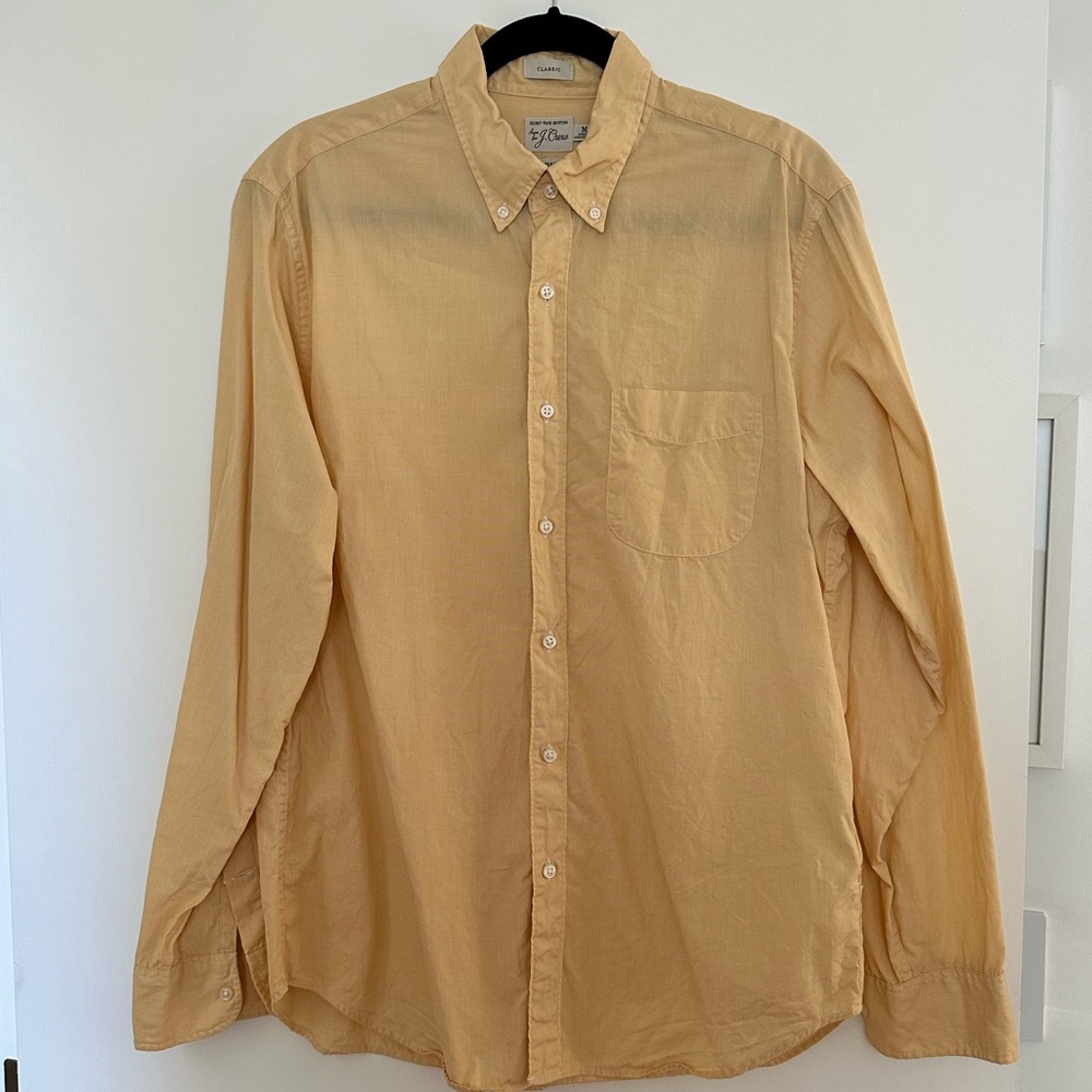 J. Crew Men’s Classic Yellow Secret Wash Button-Down Shirt - Size Medium